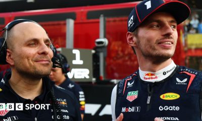 Gianpiero Lambiase and Max Verstappen, who are both smiling, pictured together at the 2025 Abu Dhabi Grand Prix