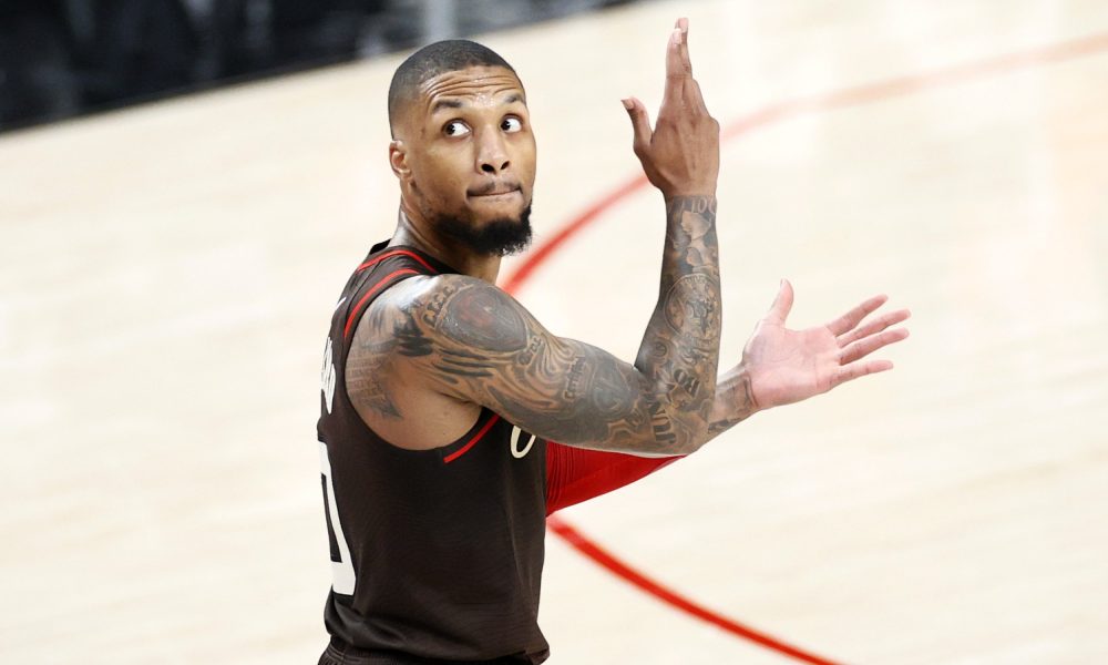 Damian Lillard #0 of the Portland Trail Blazers