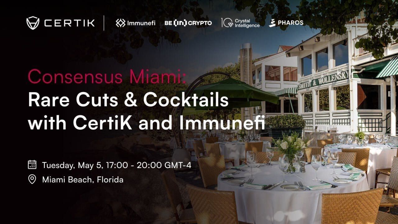 CertiK, Immunefi, Crystal Intelligence, BeInCrypto, and Pharos to Host Exclusive Sunset Event During Consensus 2026 in Miami