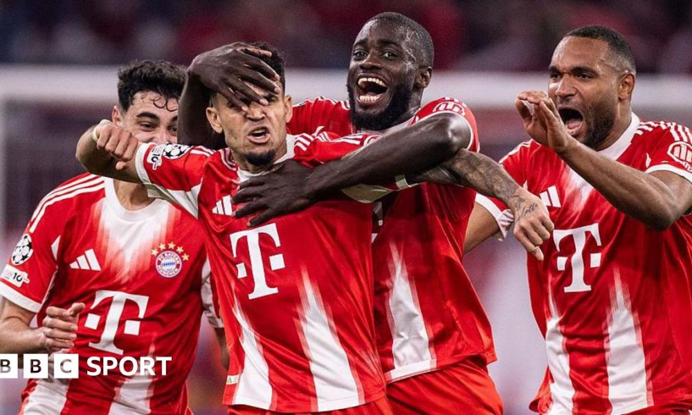 Bayern Munich players celebrate scoring against Real Madrid