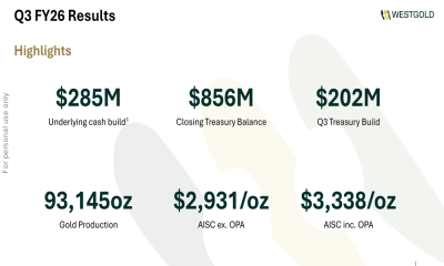Westgold Q3 FY26 slides: $285M cash build fuels growth ambitions