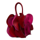 red and pink leaher bag that looks a bit like a flower