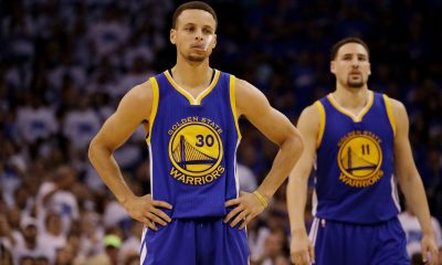 Golden State's Stephen Curry, left, and Klay Thompson, right face a must-win situation in Game 4 of the Western Conference Finals.