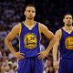 Golden State's Stephen Curry, left, and Klay Thompson, right face a must-win situation in Game 4 of the Western Conference Finals.