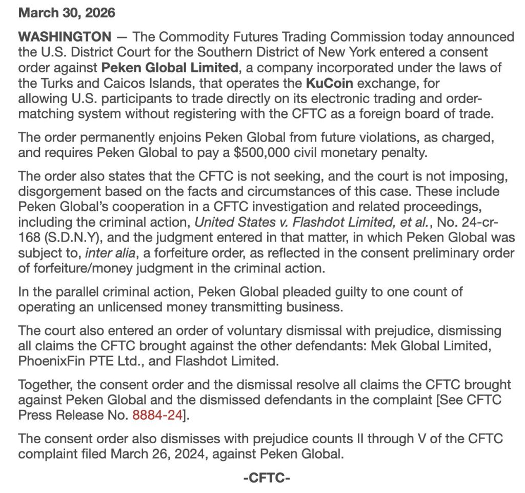 KuCoin Ordered to Block US Traders and Pay $500,000 CFTC Penalty