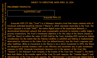 Grayscale Amends Hyperliquid ETF Filing, Replaces Coinbase With Anchorage as Custodian