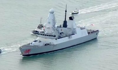HMS Dragon departing for Cyprus