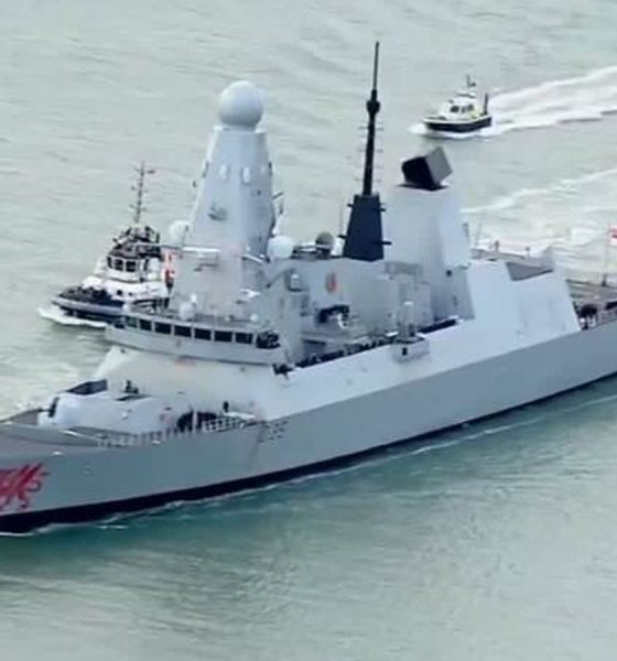 HMS Dragon departing for Cyprus