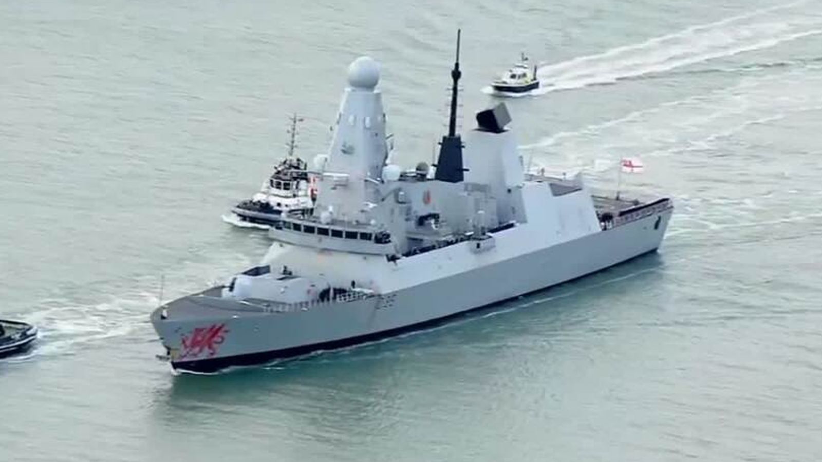 HMS Dragon departing for Cyprus