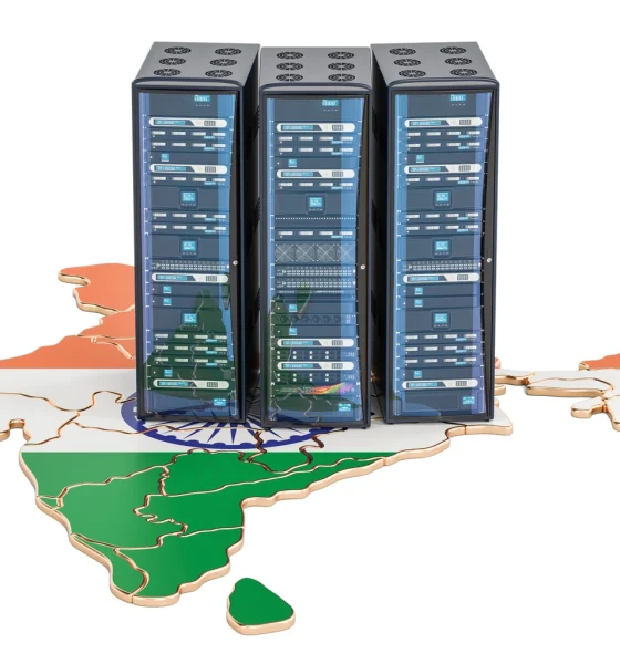 Data Center Server-Racks in Indien Konzept, 3D rendering