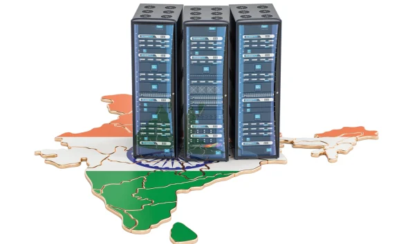 Data Center Server-Racks in Indien Konzept, 3D rendering