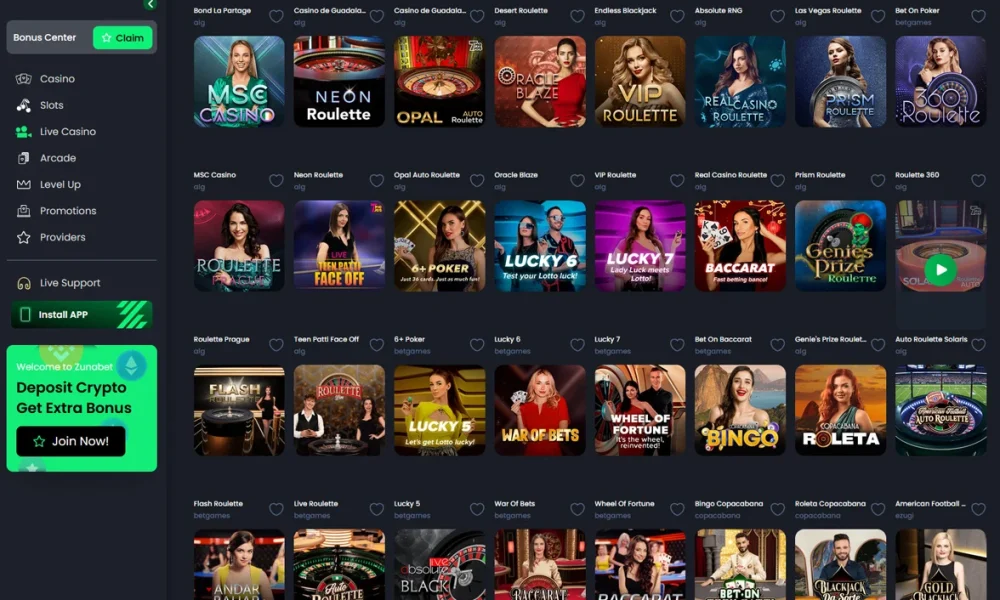 ZunaBet Live Games