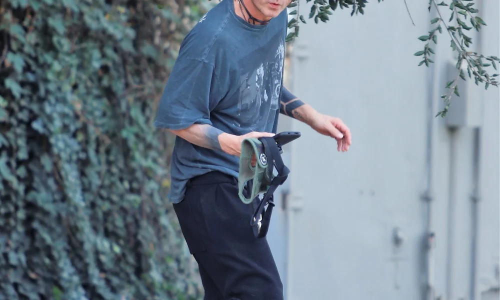 Gavin Rossale is seen in the park whilst out in Studio City