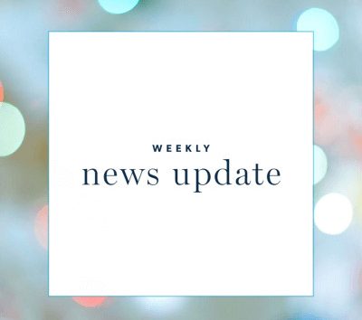 Weekly news update on a bubble background.