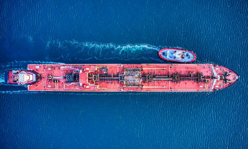 A satellite image of the Strait of Hormuz