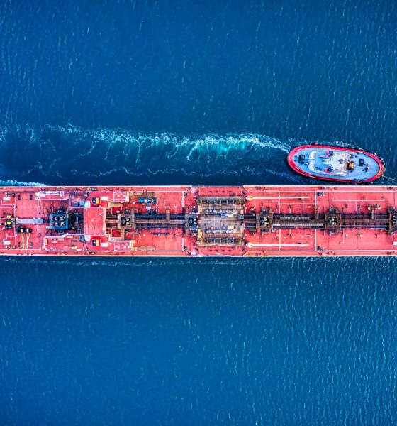 A satellite image of the Strait of Hormuz