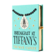 canvas clutch embroidered to look like the book BREAKFAST AT TIFFANY'S by Truman Capote