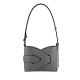 gray bag with twisty lock detail with leather