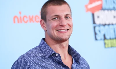 Rob Gronkowski posing on the red carpet.