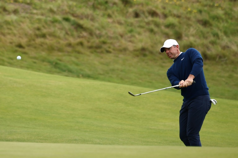 Rory McIlroy battled to stay in contention at the British Open