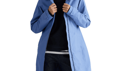 light blue rain coat