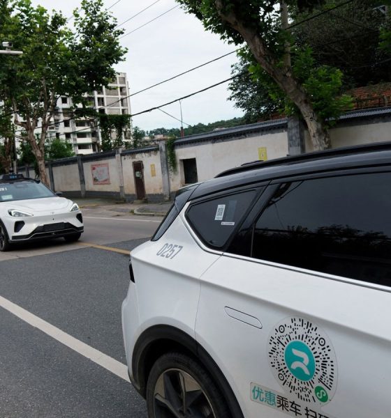 Apollo Go, Baidu's robotaxi service, travelling through Wuhan, China, in 2024. Pic: Reuters