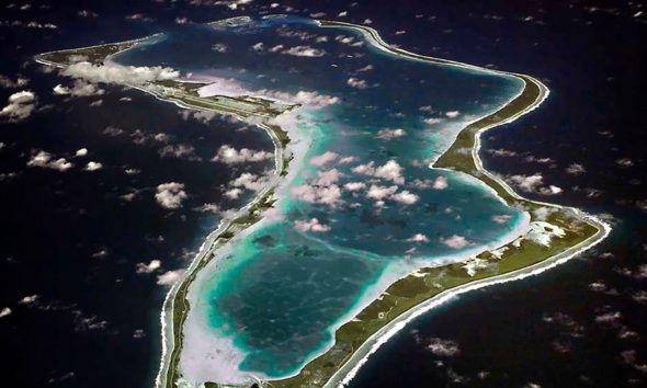The island of Diego Garcia, home of a UK-US military base. Pic: US Navy/AP