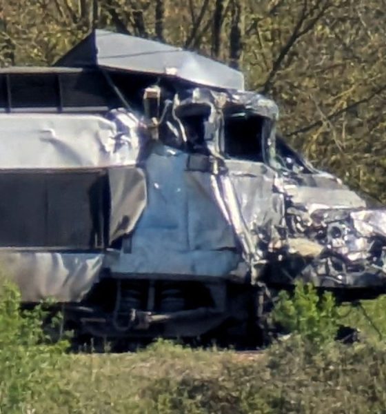 The damaged high-speed train. Pic: Reuters