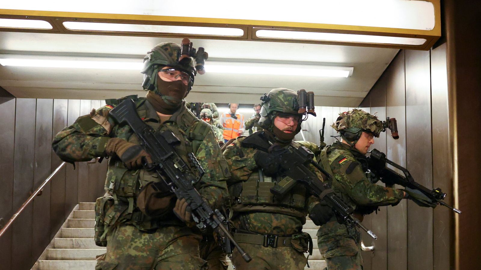 German soldiers carry out a military drill at a metro station in Berlin. File pic: Reuters