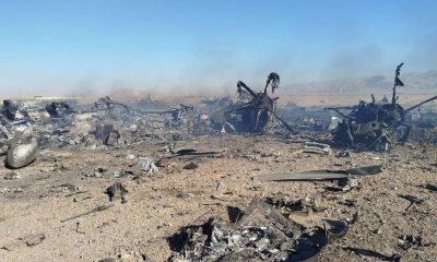 Footage from Iranian state media of a crash site south of the city of Isfahan, thought to be connected to the rescue mission