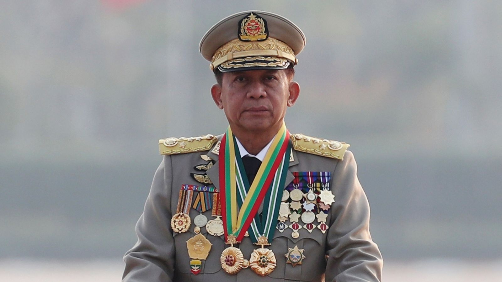 General Min Aung Hlaing during a military parade in 2023. File pic: AP