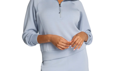 light blue quarter zip sweatshirt