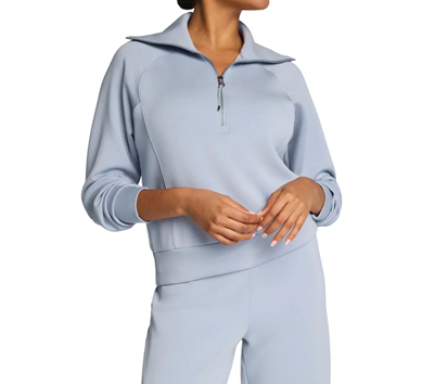 light blue quarter zip sweatshirt
