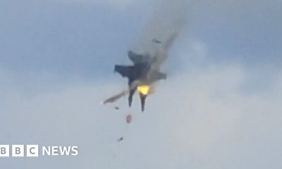 Moment two fighter jets collide mid-air during US air show