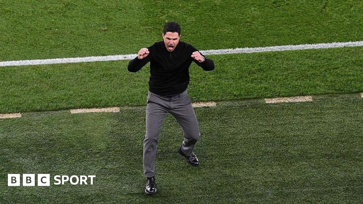 Arsenal manager Mikel Arteta celebrates an Arsenal victory