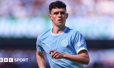 Phil Foden in action for Manchester City against Aston Villa in the Premier League