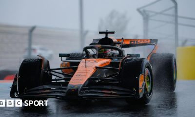 Oscar Piastri during a wet sprint race in Miami in 2025