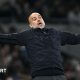 Roberto de Zerbi slumps to his knees during Tottenham Hotspur's draw at home to Leeds United