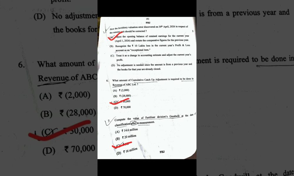 CA Final Financial Reporting MCQ solutions may 26 #cafinal #ca #mcqsolution #financialreporting