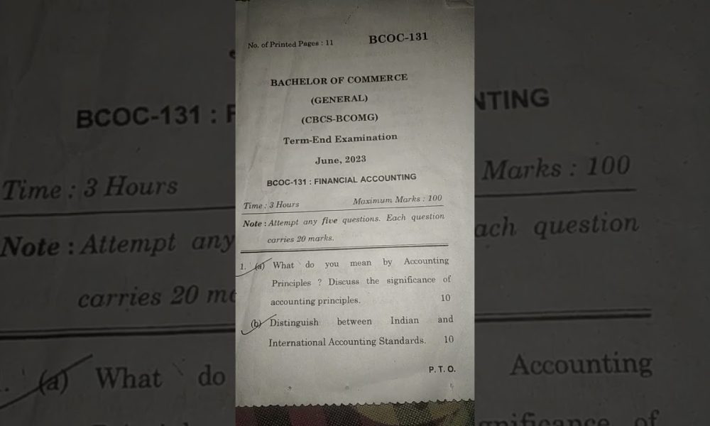 BCOC131 2023# question paper#2023#financial accounting