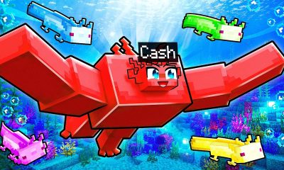 Cash Becomes an Axolotl in Minecraft