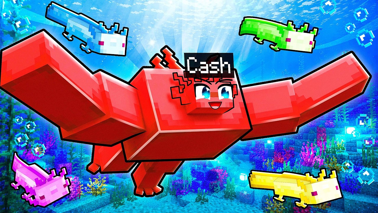 Cash Becomes an Axolotl in Minecraft