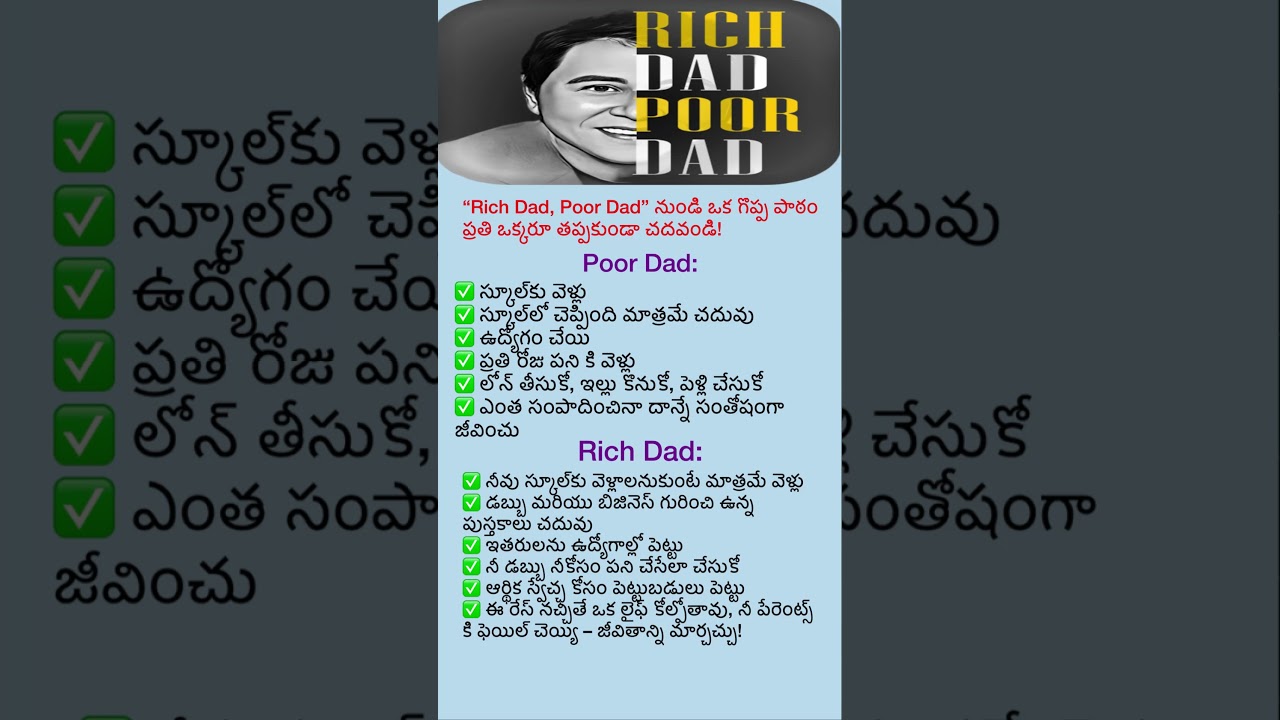 Rich Dad vs Poor Dad Mindset | Life Changing Financial Lessons