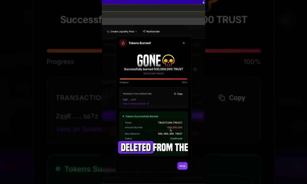 Burning 500M crypto tokens in 10 seconds  #solana #cryptocurrency  #mintcraft  #defi   #solanatoken