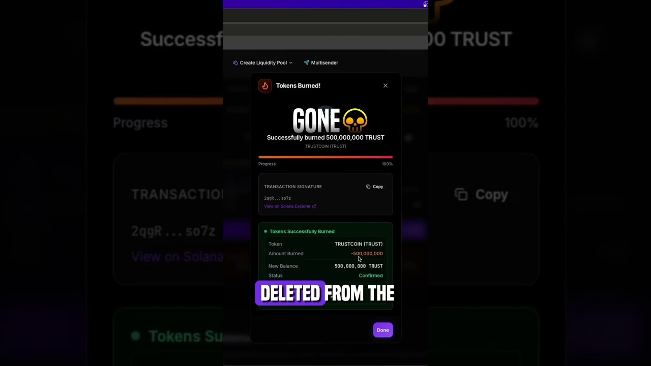 Burning 500M crypto tokens in 10 seconds  #solana #cryptocurrency  #mintcraft  #defi   #solanatoken