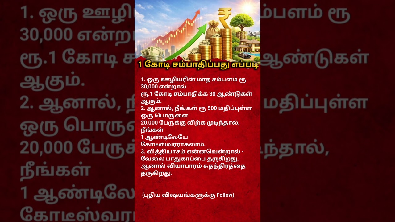How to Become a Crorepati  | Business vs Job Motivation in Tamil | Financial Freedom Tips#viraltamil