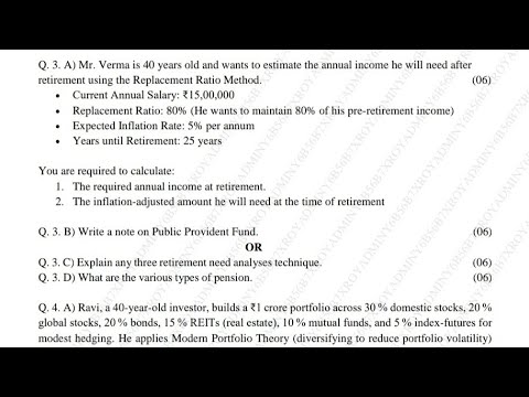 Retirement Planning Case Study |Personal Financial Planning |Mcom sem4 nep |Imp Question | |Ark sir
