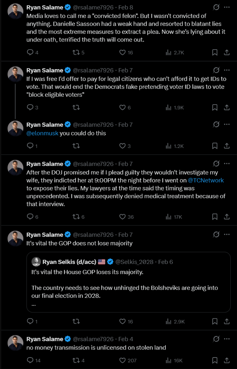 Salame Posts a Series of Tweets to Align Himself Close to Donald Trump&rsquo;s Policies