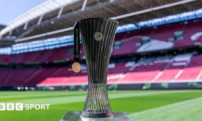 A picture of the Europa League trophy