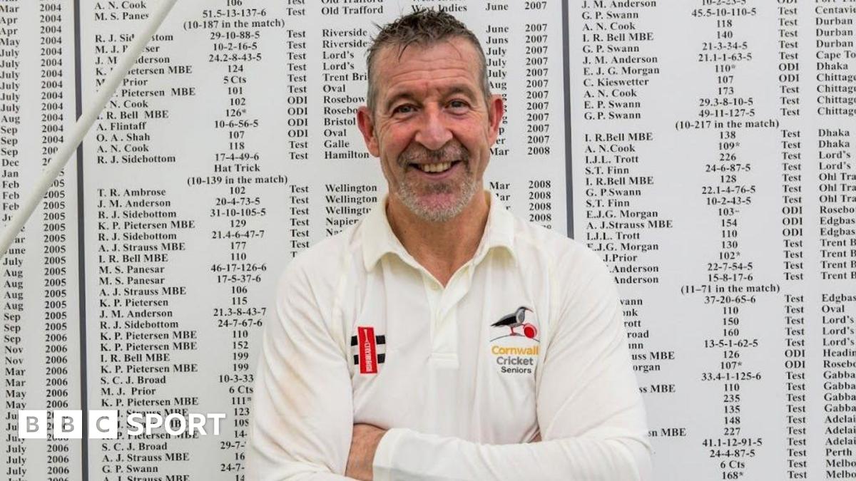 Nigel Martyn in front of the England honours board at Loughborough